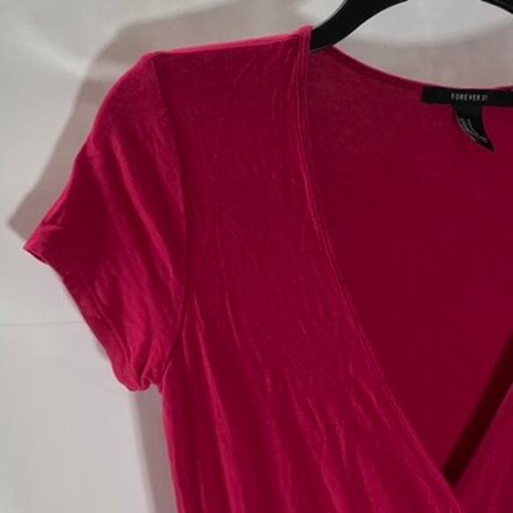 FOREVER 21 Women's Fuchsia Short Sleeve V-Neck Wrap Romper SZ M - Picture 9 of 12